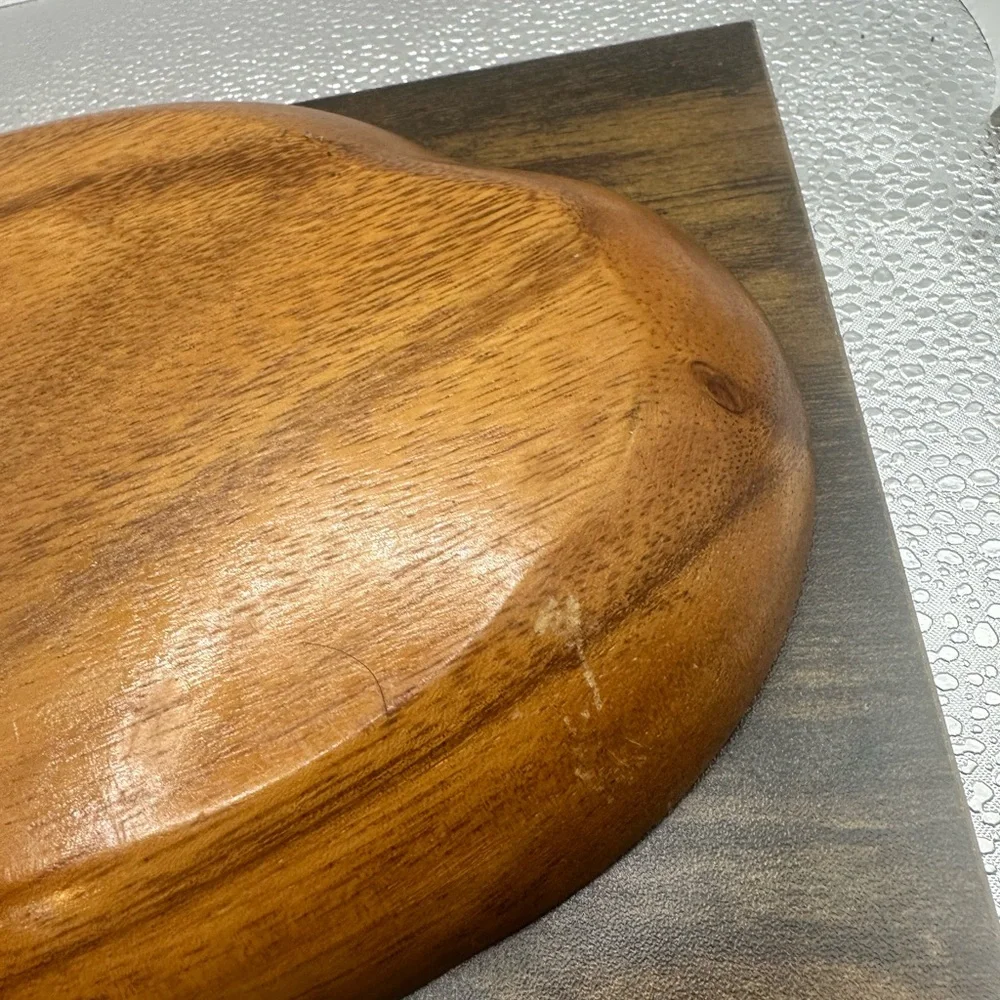 Mid Century Modern Carved Wood Fruit Centerpiece